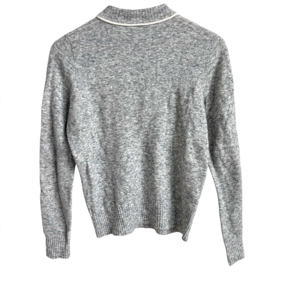 Athleta Merino Wool Sweater Gray Piped Mock Neck Soft Knit XXS - Picture 4 of 8